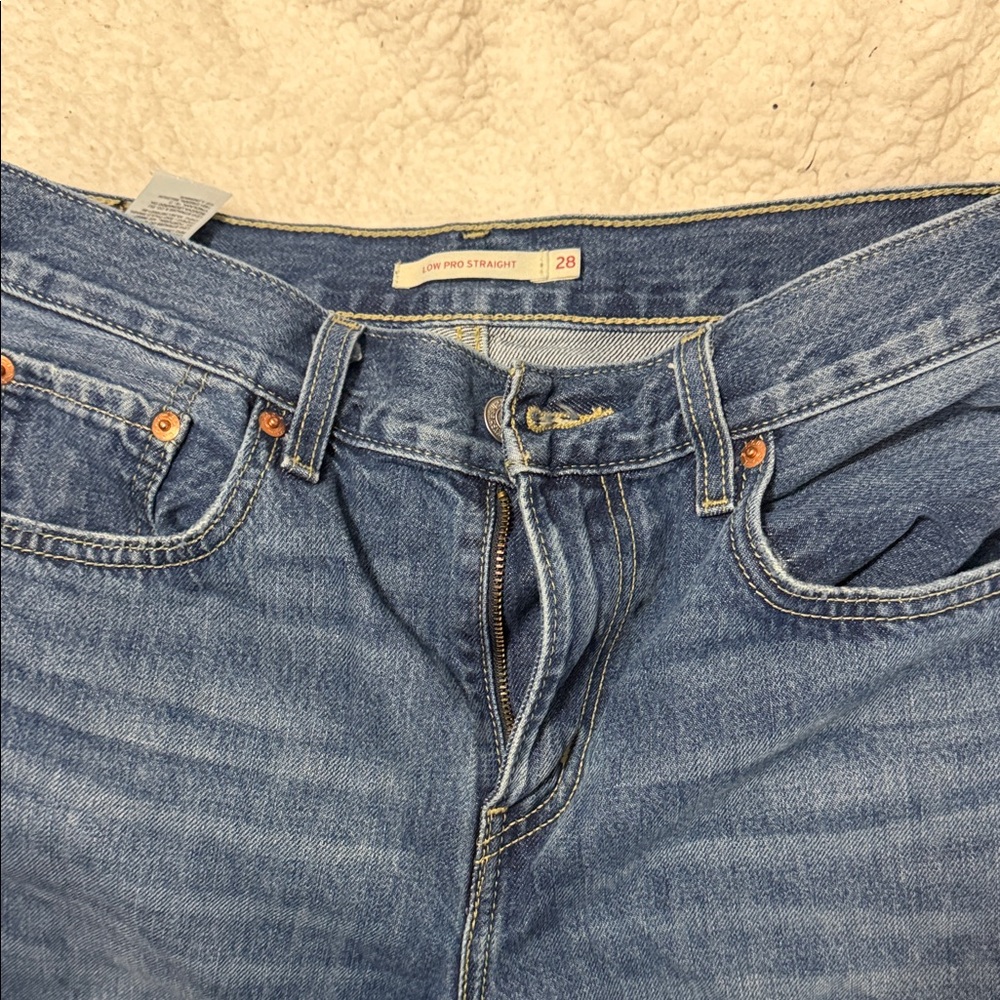 Slim Straight Jeans in Mid Blue Denim